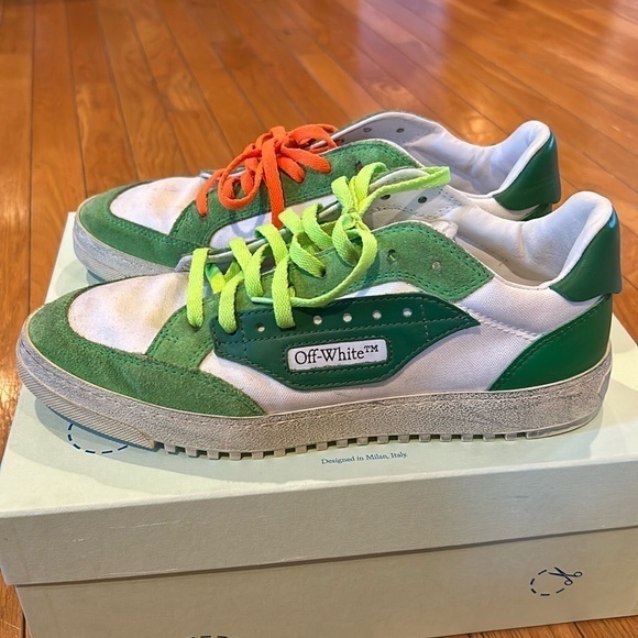 Off-White 5.0 Men's Size 41 US 8 White & Green Low Top Designer Sneakers